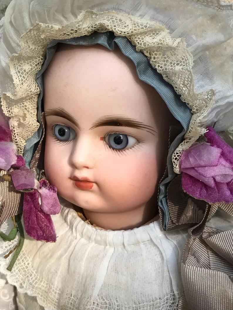 Very Rare Beautiful French Bebe François Gaultier Antique Bisque Doll Exquisite Antique French Dress Museum Quality, 18 inches