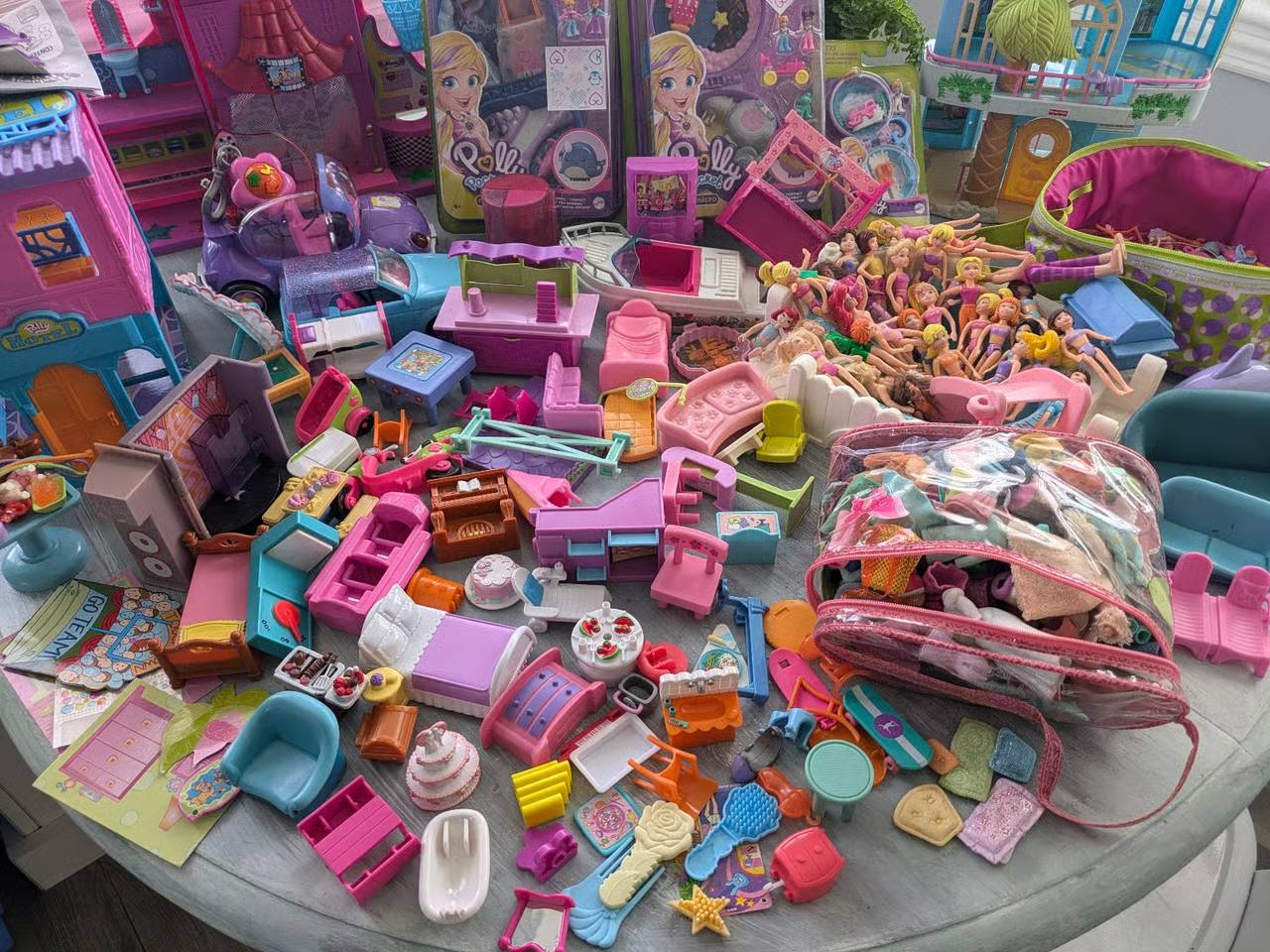 Huge Polly Pocket Lot – Vintage Mini Dolls and Accessories Playset Bundle